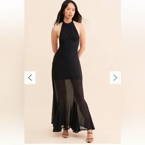NWT Anthropologie size M Black Sheer Maxi Dress